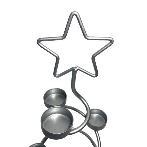 International Silver Co. Tea Light 6 Candles Holder Swirled Christmas Tree Star - Picture 3 of 8